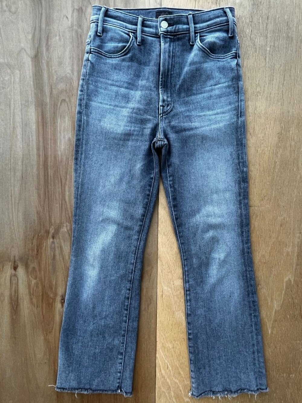 MOTHER THE HUSTLER ANKLE FRAY STRAIGHT LEG JEANS Women’s sz 28 Gray High Rise